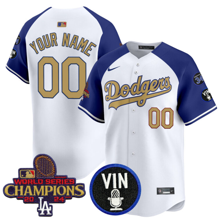 Youth  Los Angeles Dodgers Custom  Gold Vapor Premier Limited white MLB Nike Jersey 2025 style 2->customized mlb jersey->Custom Jersey